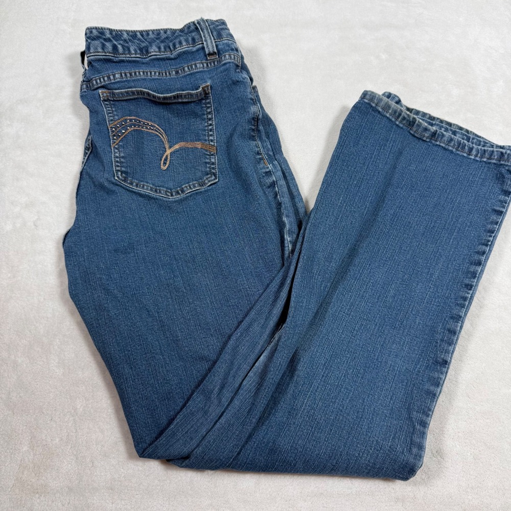 Lee Slender Secret Women Jeans Size 16  Blue Wash Bootcut Low Waist Embellished